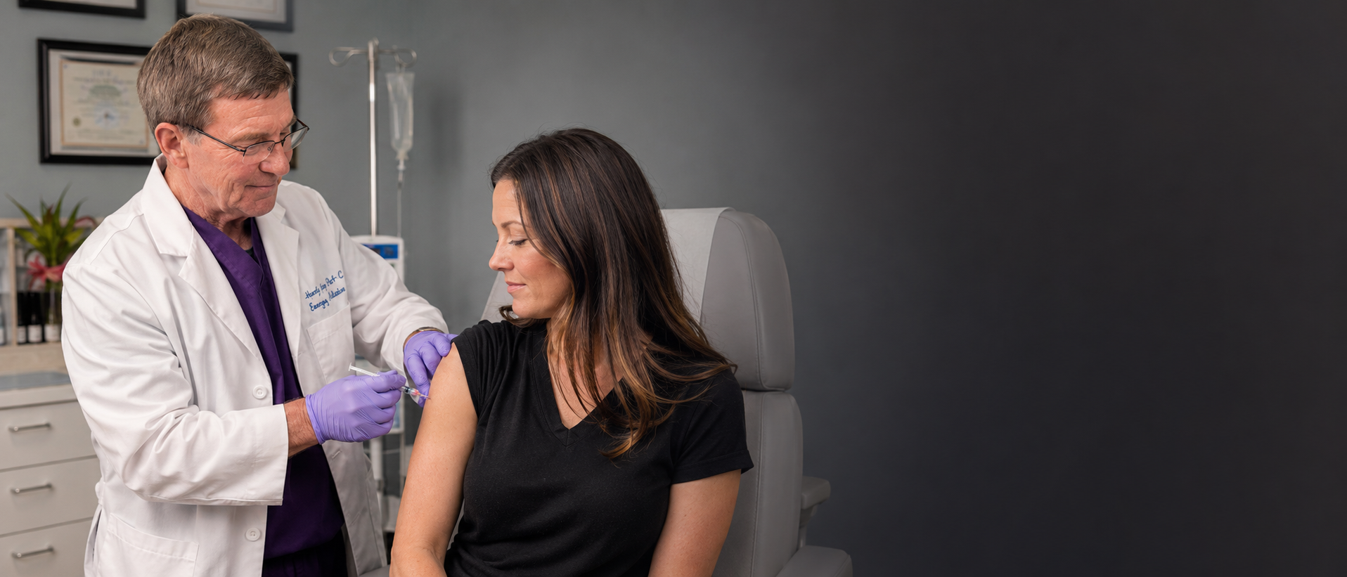 A provider administering a NAD+ injection at MBS Medical