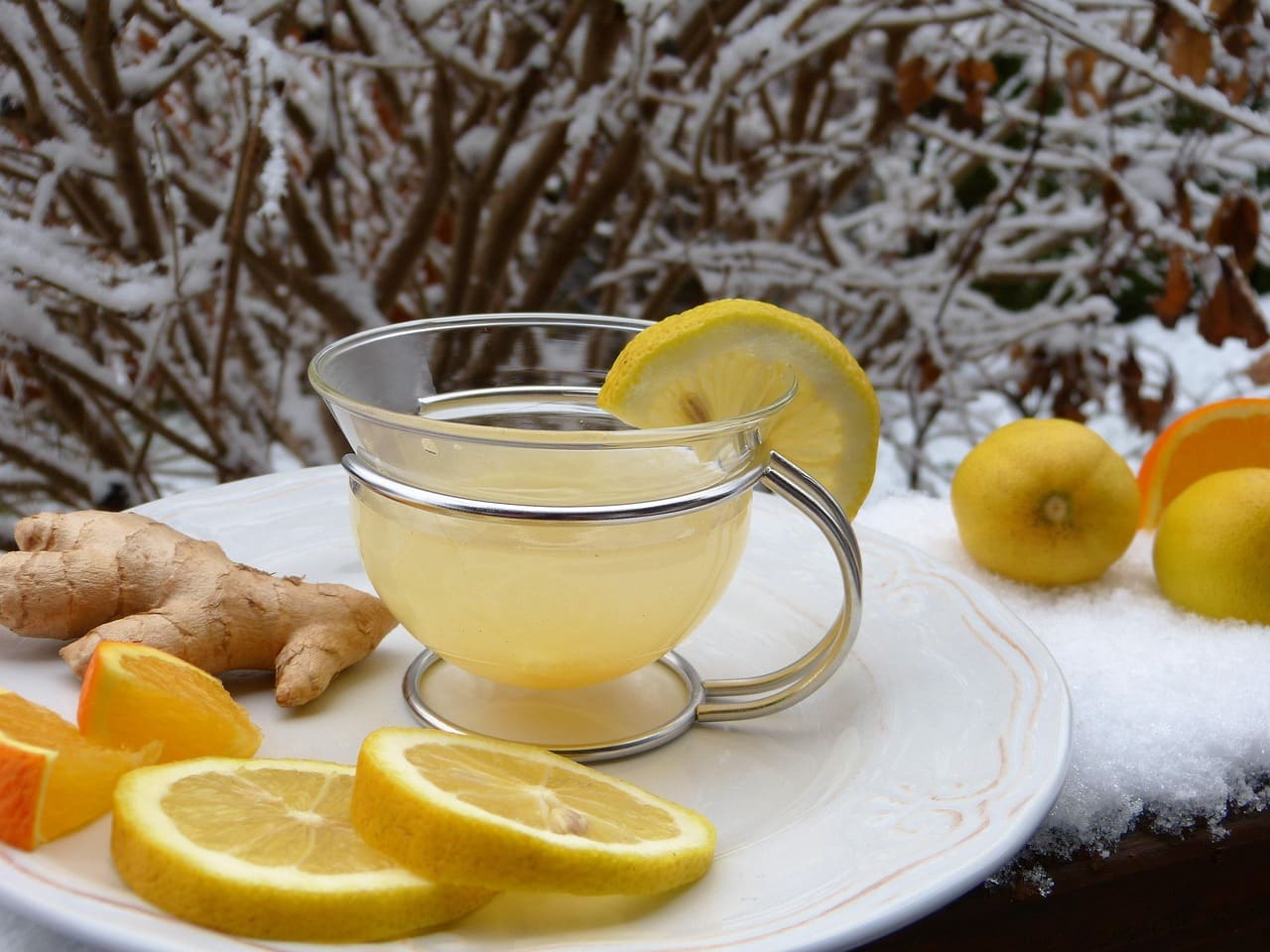 Resting at home with tea during illness